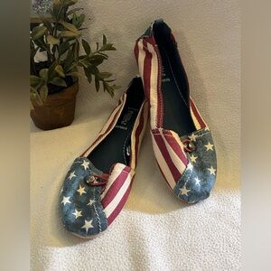 Mad Love Red and White Flats American Flag Design